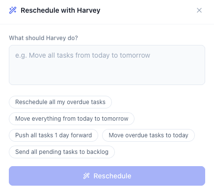 Reschedule with Harvey — natural language rescheduling