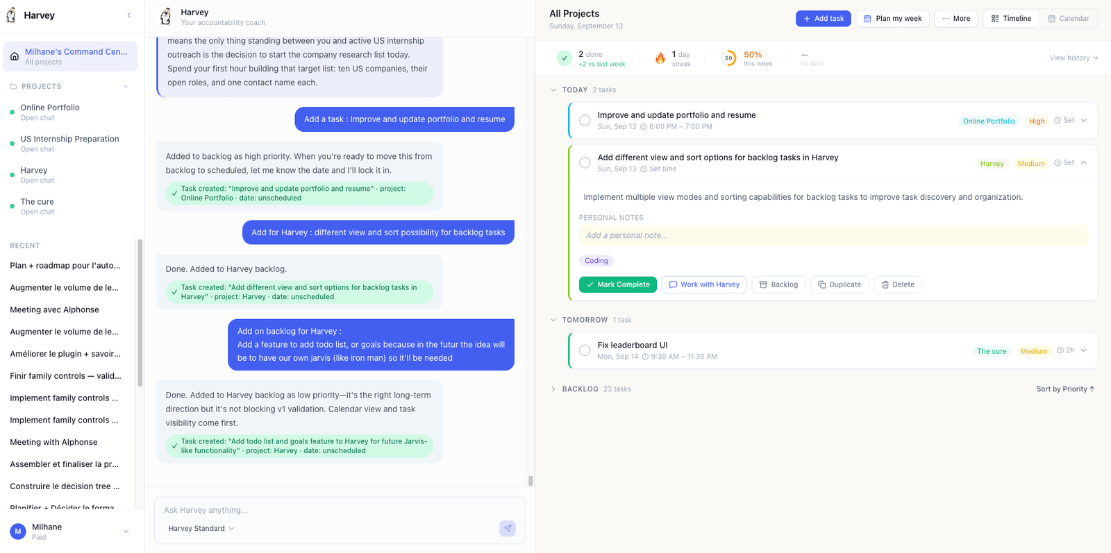 Harvey interface